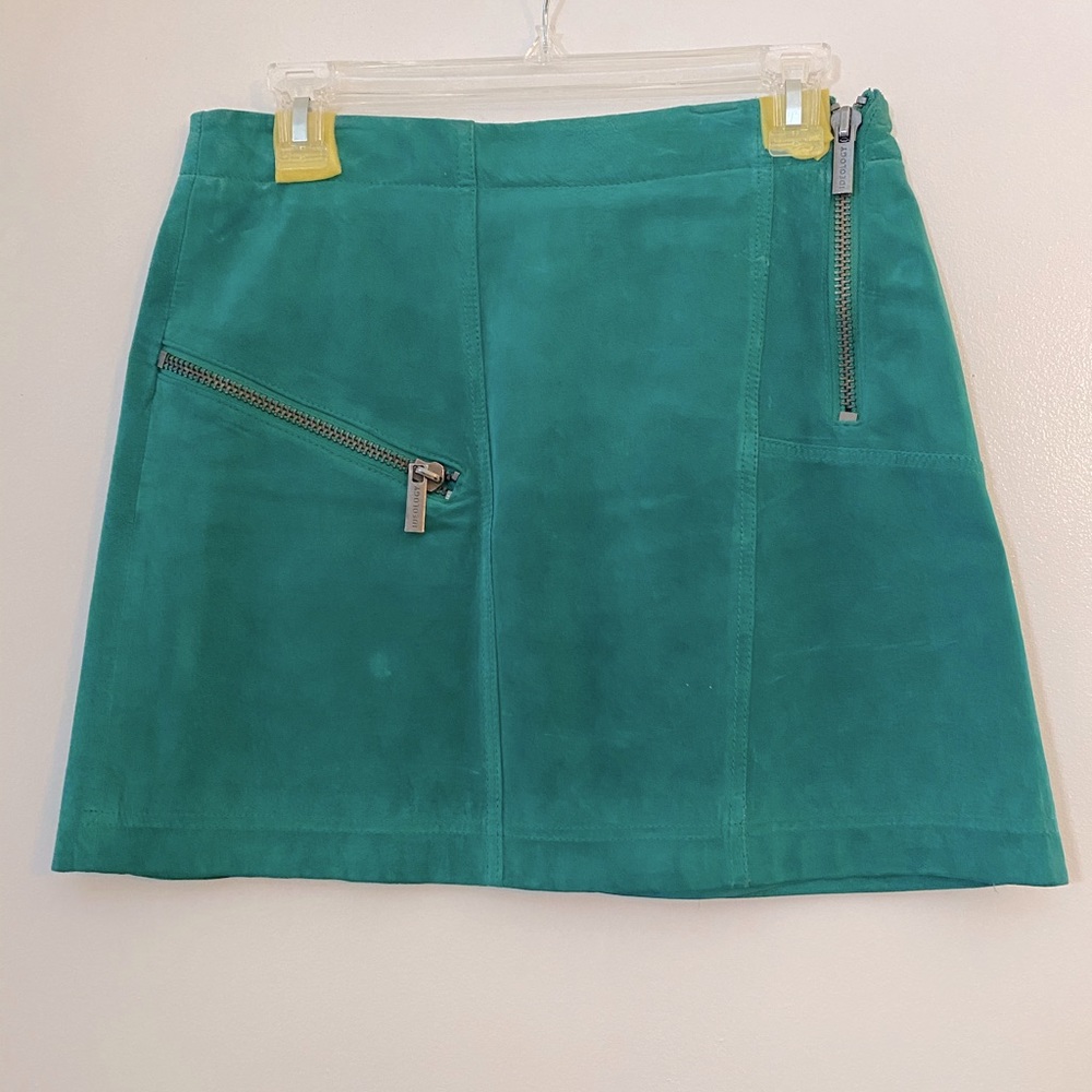 Teal Leather Skirt